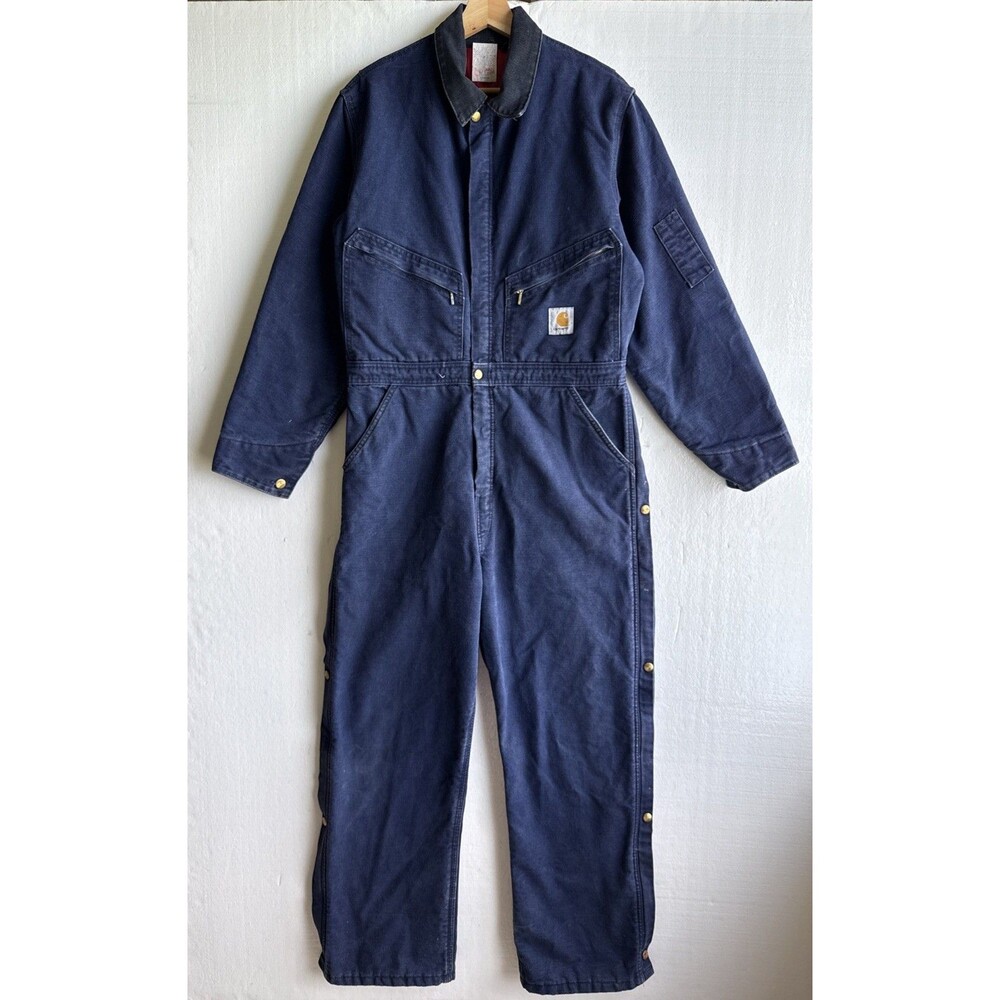 Vintage Carhartt Dark Blue Insulated Coveralls Men’s Size 42 Regular Outdoor